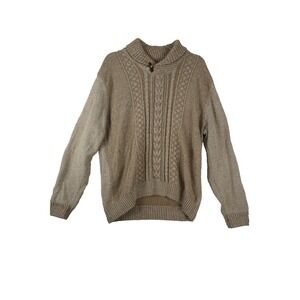 Tricots St Raphael Cable Knit Sweater Men's M Beige Pullover Cotton VTG